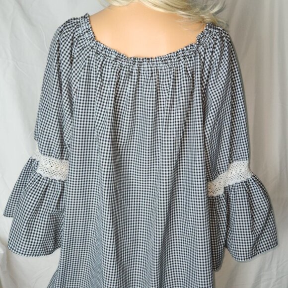 Women's 3X Boho, Hippie, Lacy, Large Bell Sleeves, Embordered Top cotton - Picture 7 of 16